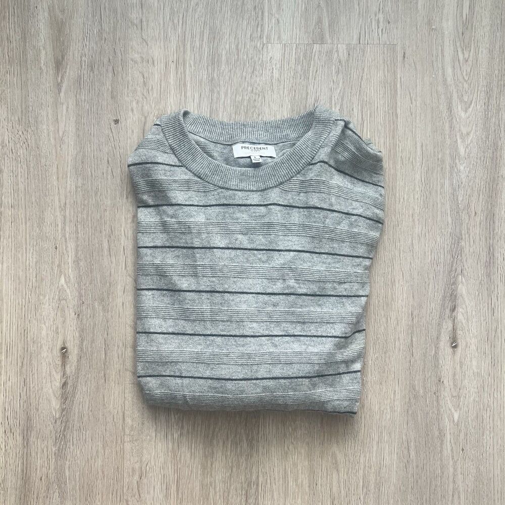 Precedent Los Angeles Sweater Men L Cashmere Wool Blend Striped Quiet Luxury